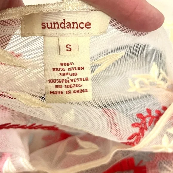 Sundance, Sheer Embroidered Boho Tunic Blouse Southwestern Folk Art Top Size Sm - Picture 9 of 11